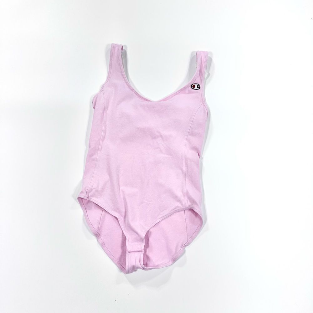 Champion pink classic stripe tank bodysuit S